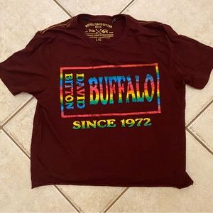 rare cropped david bitton buffalo maroon tie-dye shirt